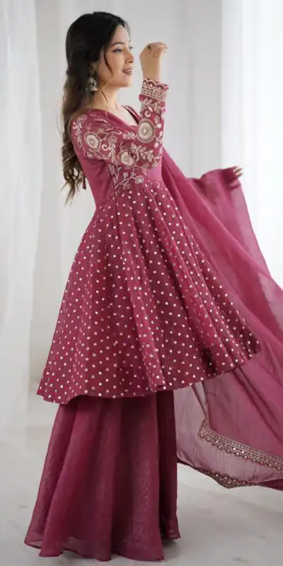 Onion Crunchy Silk Embroidery Work Salwar Suit | Jump Suits, Salwar suit, Casual Suits, Creative suits, Designer Suits, Palazzo Suits, Party Wear Suits, Patiala Suits, Straight Suits