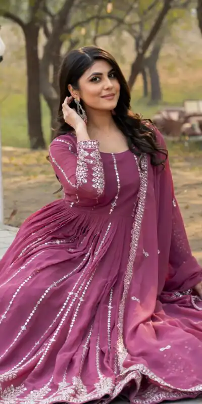 Onion Fox Georgette Embroidery Work Gown | Jump Suits, Salwar suit, Casual Suits, Creative suits, Designer Suits, Palazzo Suits, Party Wear Suits, Patiala Suits, Straight Suits