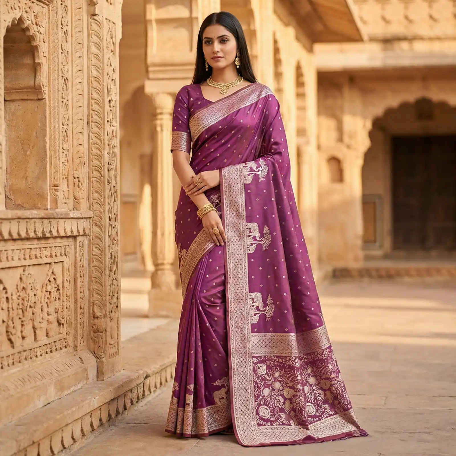 Onion Pure Banarasi Silk Zari Lace Work Saree | Sarees, Bollywood Sarees, Creative Sarees, Designer Sarees, Embroidered Sarees, Ethnic Saree, Modern Digital sarees, Party Wear Sarees