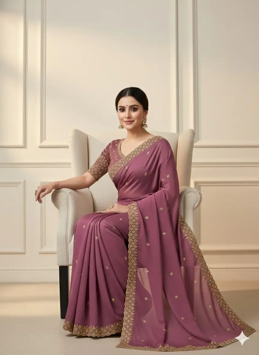Onion Star Georgette Embroidery Work Saree | Sarees, Bollywood Sarees, Creative Sarees, Designer Sarees, Embroidered Sarees, Ethnic Saree, Modern Digital sarees, Party Wear Sarees