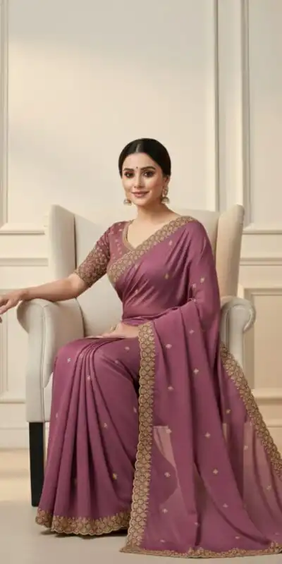 Onion Star Georgette Embroidery Work Saree | Sarees, Bollywood Sarees, Creative Sarees, Designer Sarees, Embroidered Sarees, Ethnic Saree, Modern Digital sarees, Party Wear Sarees