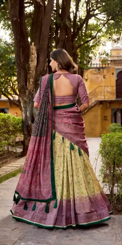 Onion Vichitra Silk Printed Lehenga Choli | Lehenga, Bollywood Lehenga, Creative Lehenga, Designer Lehenga, Embroidered Lehenga, Party Wear Lehenga