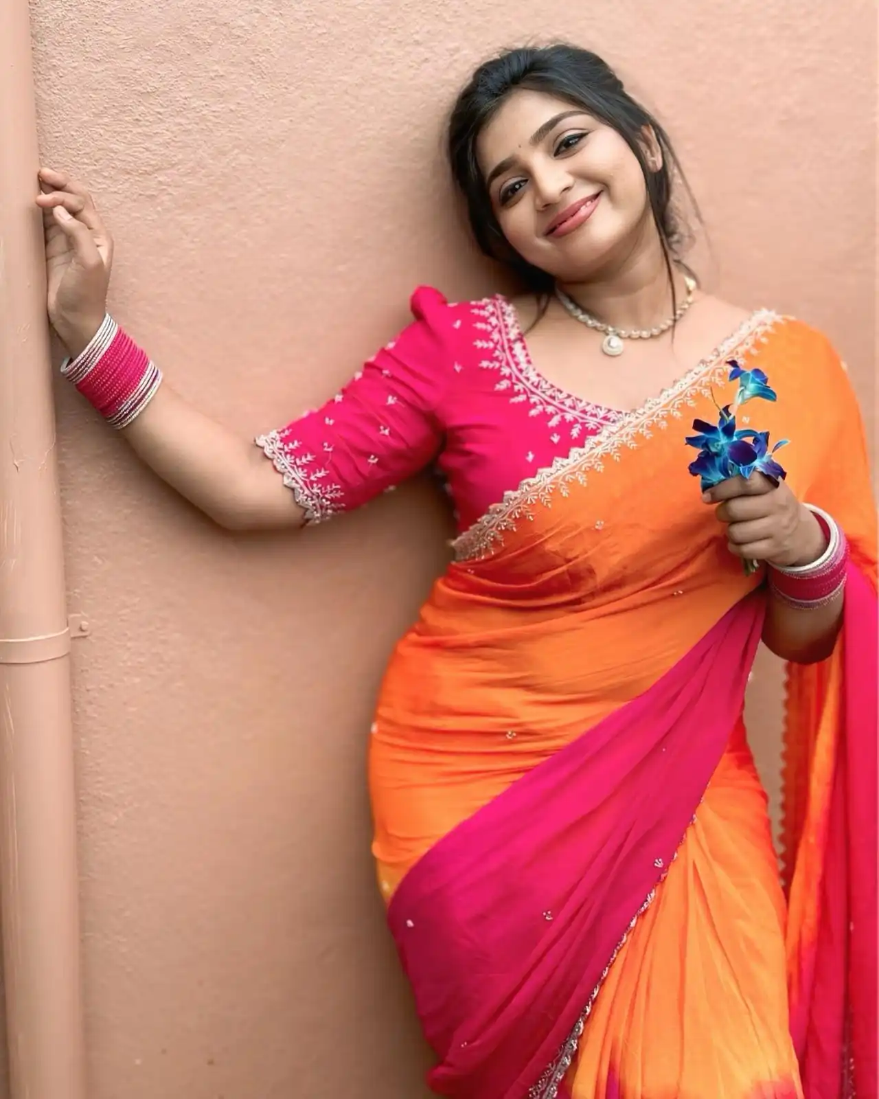 Orange And Pink Chinnon Embroidery Sequence Saree | Sarees, Bollywood Sarees, Creative Sarees, Designer Sarees, Embroidered Sarees, Ethnic Saree, Modern Digital sarees, Party Wear Sarees