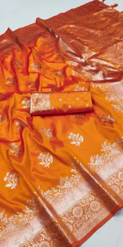 Orange Banarasi Silk Weaving Lace Zari Work Saree | Sarees, Bollywood Sarees, Creative Sarees, Designer Sarees, Embroidered Sarees, Ethnic Saree, Modern Digital sarees, Party Wear Sarees