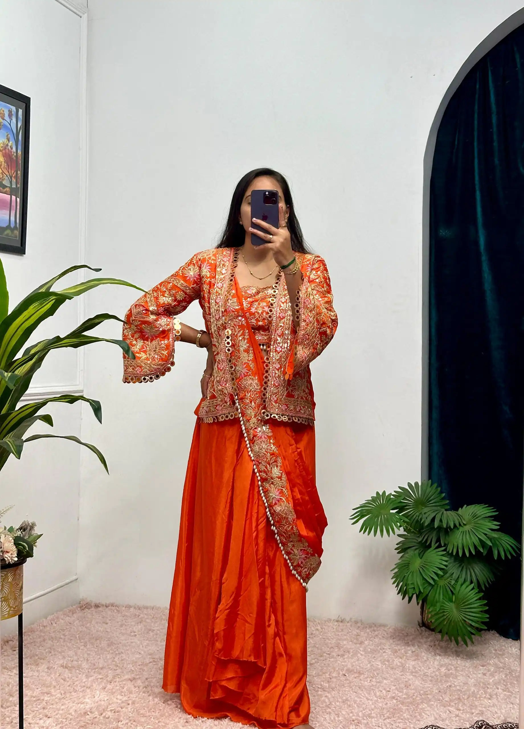 Orange Chinon Embroidery Lace Work Saree | Sarees, Bollywood Sarees, Creative Sarees, Designer Sarees, Embroidered Sarees, Ethnic Saree, Modern Digital sarees, Party Wear Sarees