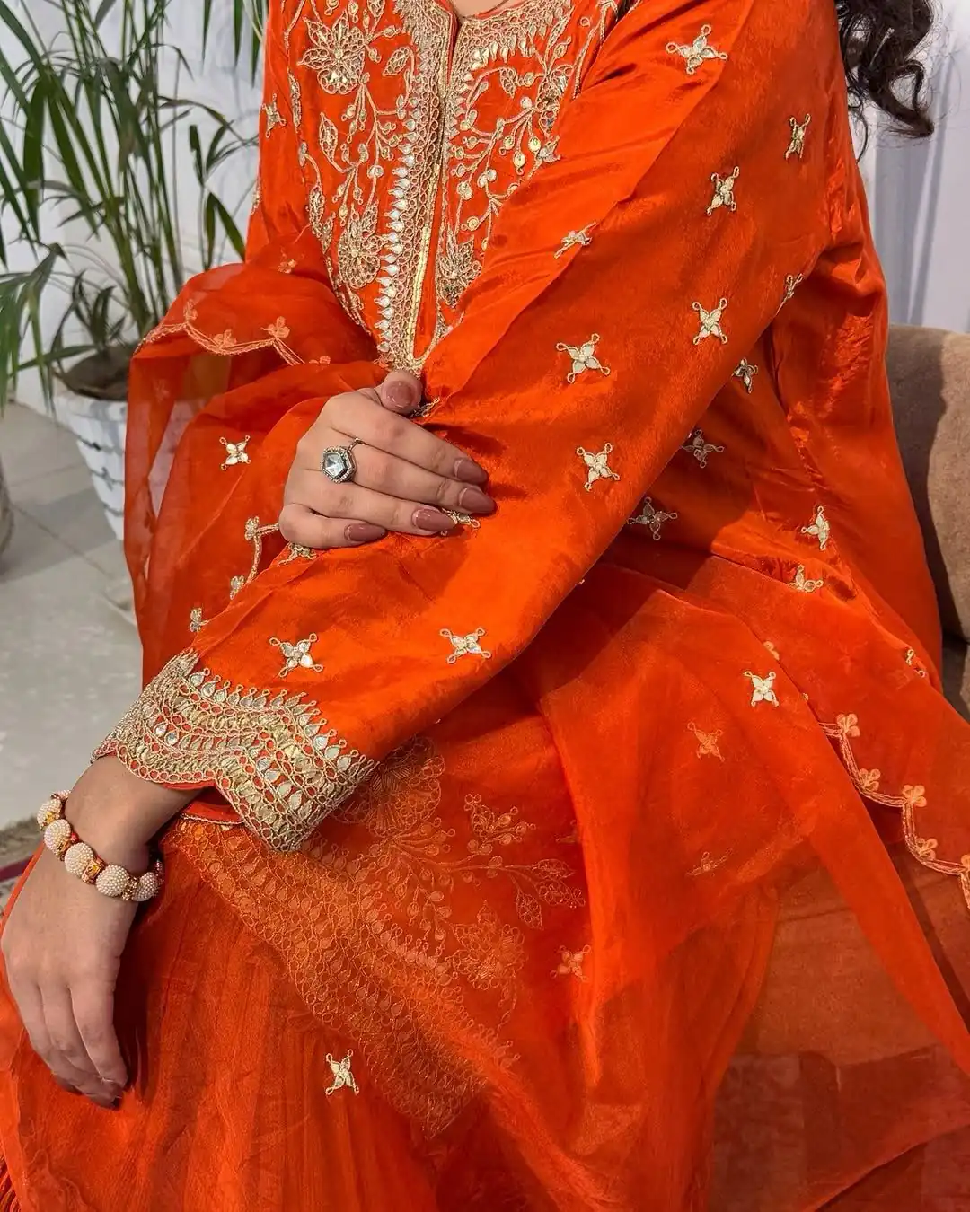 Orange Chinon Silk Embroidery Work Salwar Suit | Jump Suits, Salwar suit, Casual Suits, Creative suits, Designer Suits, Palazzo Suits, Party Wear Suits, Patiala Suits, Straight Suits