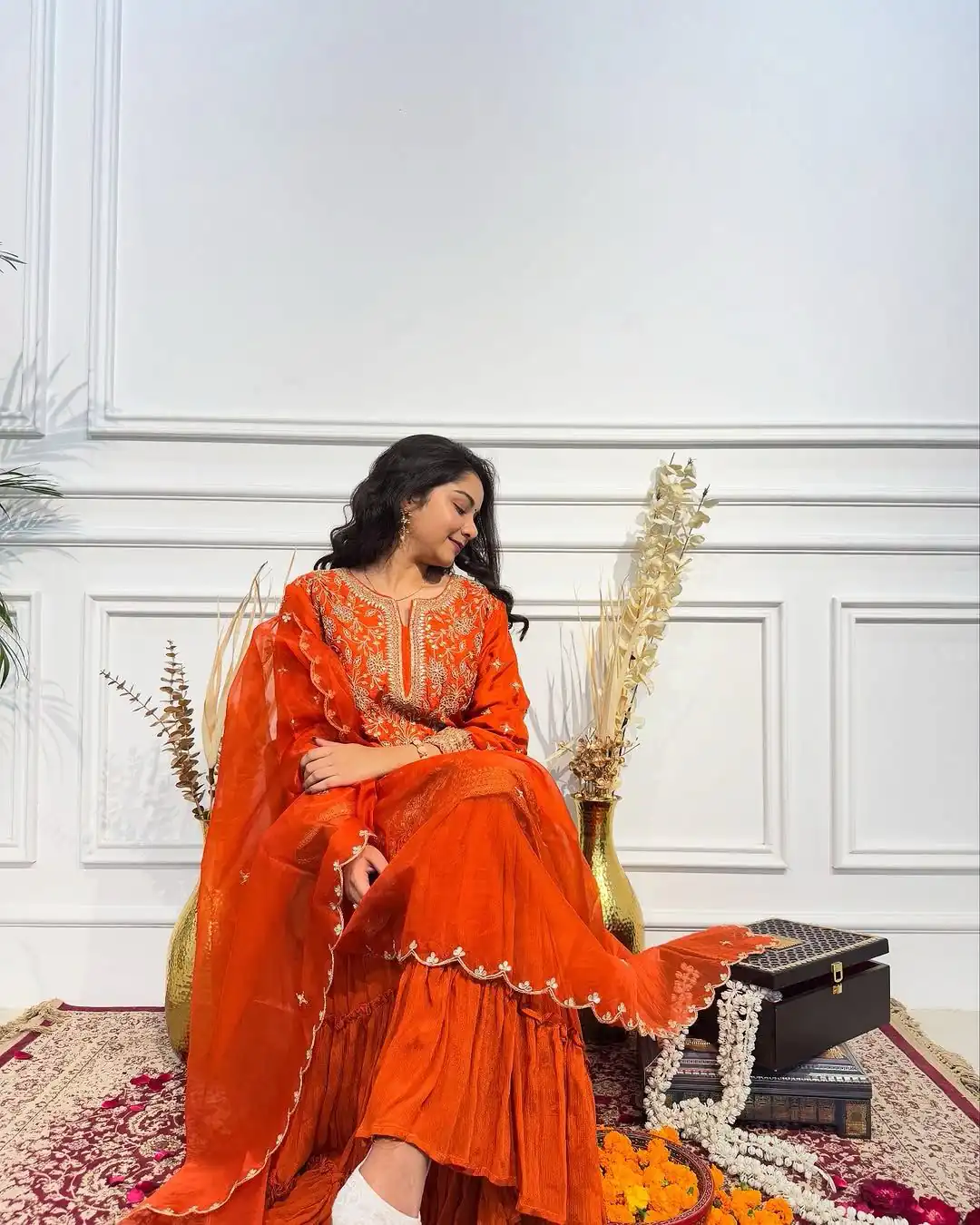 Orange Chinon Silk Embroidery Work Salwar Suit | Jump Suits, Salwar suit, Casual Suits, Creative suits, Designer Suits, Palazzo Suits, Party Wear Suits, Patiala Suits, Straight Suits