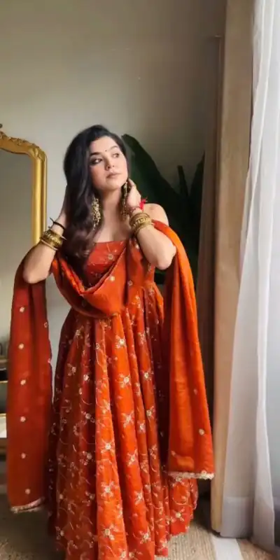 Orange Fandy Silk Sequence Work Salwar Suit | Jump Suits, Salwar suit, Casual Suits, Creative suits, Designer Suits, Palazzo Suits, Party Wear Suits, Patiala Suits, Straight Suits