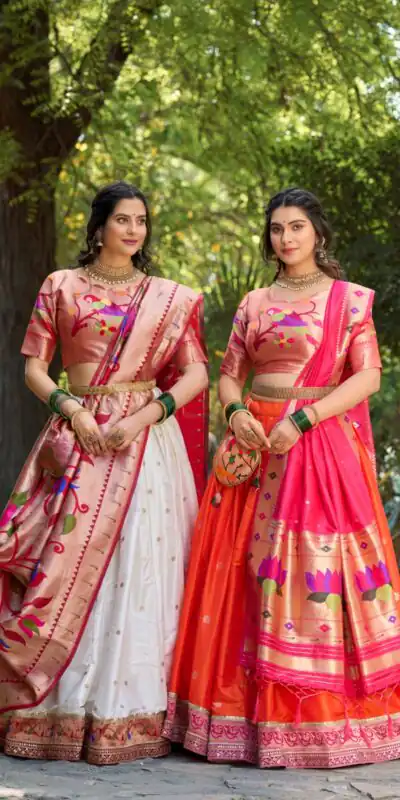 Orange Jacquard Weaving Lehenga Choli | Lehenga, Bollywood Lehenga, Creative Lehenga, Designer Lehenga, Embroidered Lehenga, Party Wear Lehenga