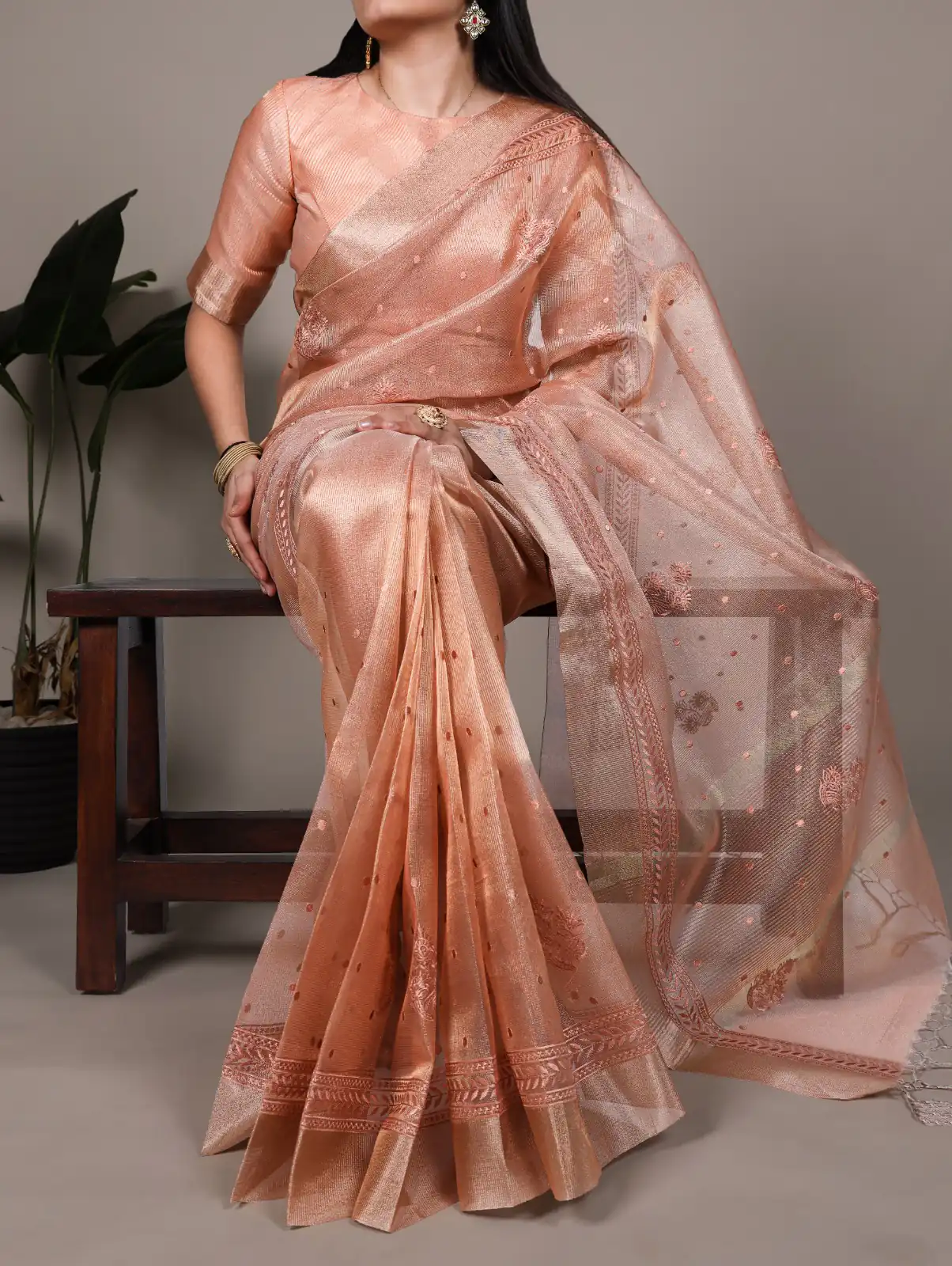 Orange Poly Shimmer Embroidery Work Saree | Sarees, Bollywood Sarees, Creative Sarees, Designer Sarees, Embroidered Sarees, Ethnic Saree, Modern Digital sarees, Party Wear Sarees