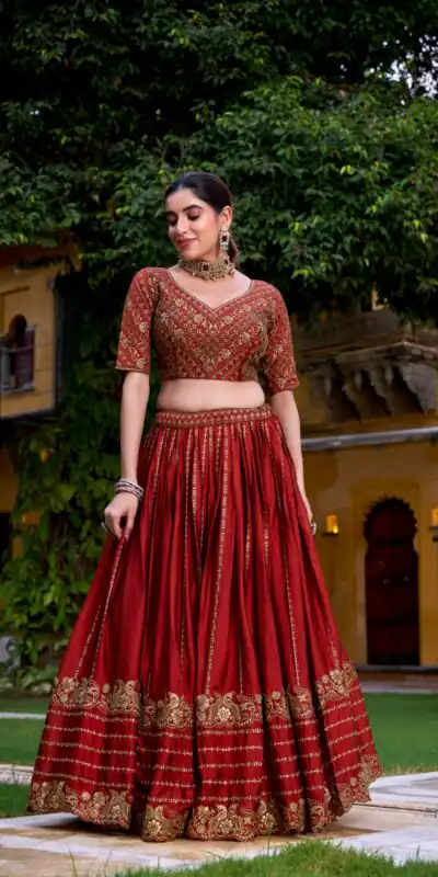 Orange Rangoli Crush With Embroider Lehenga Choli | Lehenga, Bollywood Lehenga, Creative Lehenga, Designer Lehenga, Embroidered Lehenga, Party Wear Lehenga