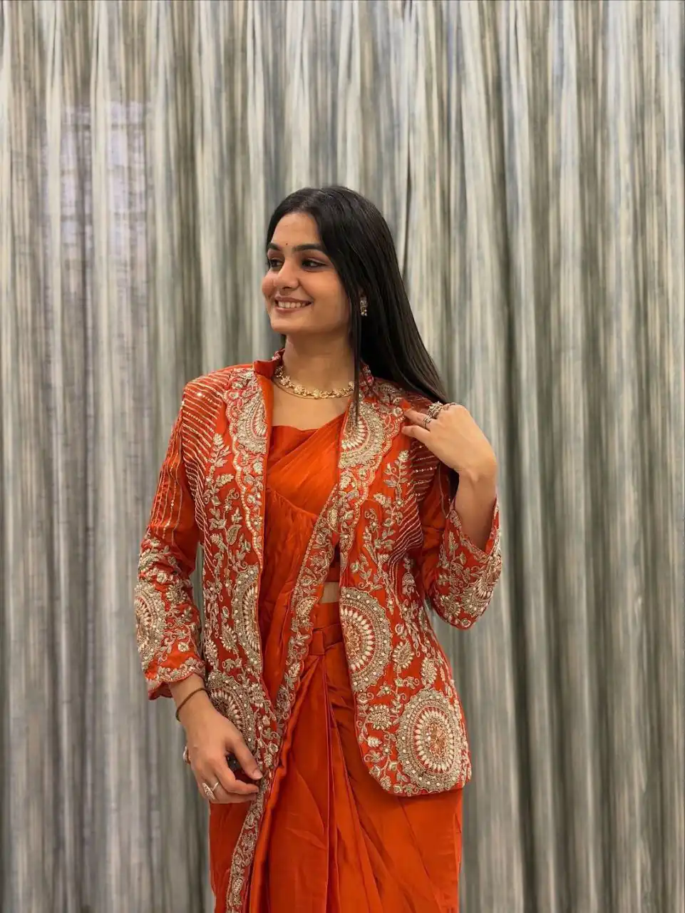 Orange Rangoli Silk Embroidery Work Saree | Sarees, Bollywood Sarees, Creative Sarees, Designer Sarees, Embroidered Sarees, Ethnic Saree, Modern Digital sarees, Party Wear Sarees