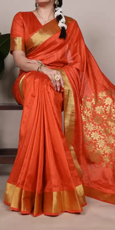 Orange Raw Silk Zari Weaving Saree | Sarees, Bollywood Sarees, Creative Sarees, Designer Sarees, Embroidered Sarees, Ethnic Saree, Modern Digital sarees, Party Wear Sarees