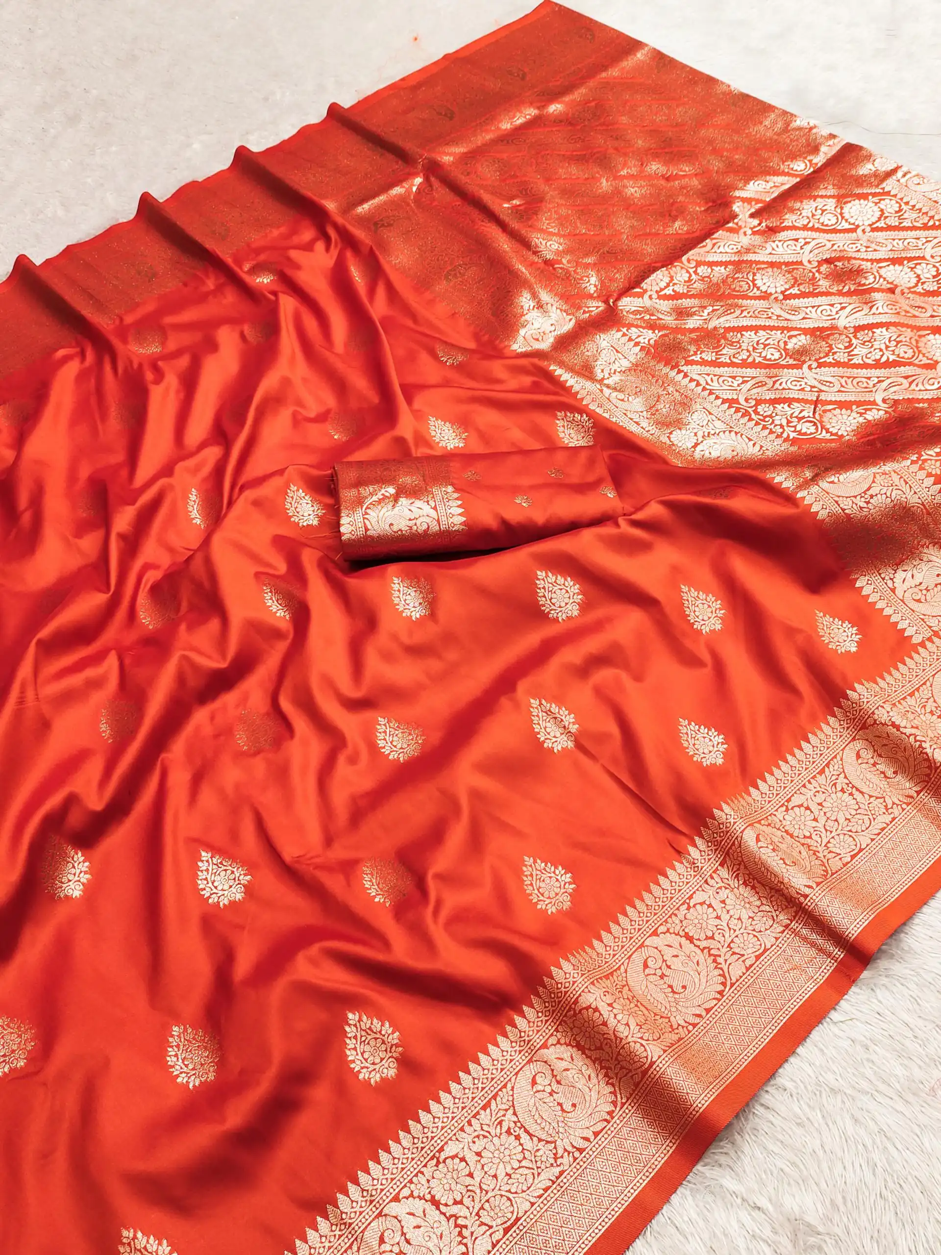 Orange Soft Banarasi Cotton Silk Zari Work Saree | Sarees, Bollywood Sarees, Creative Sarees, Designer Sarees, Embroidered Sarees, Ethnic Saree, Modern Digital sarees, Party Wear Sarees