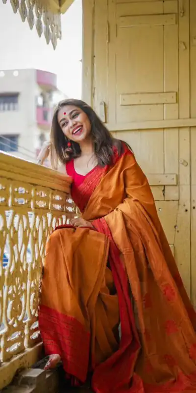 Orange Soft Lilan Slab All Over Weaving Work Saree | Sarees, Bollywood Sarees, Creative Sarees, Designer Sarees, Embroidered Sarees, Ethnic Saree, Modern Digital sarees, Party Wear Sarees