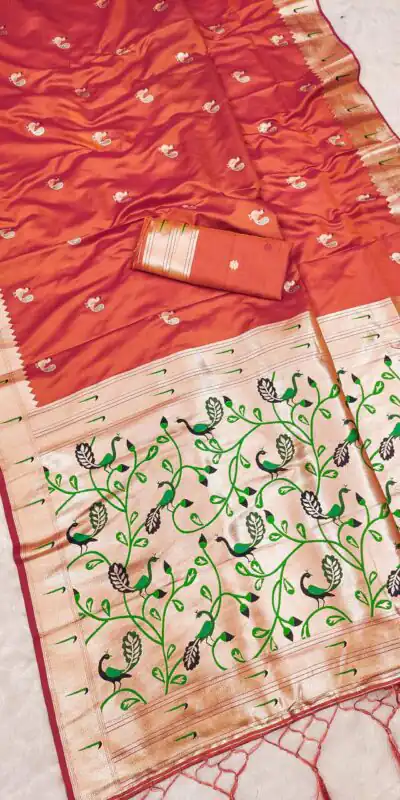 Orange Soft Paithani Silk Lace Zari Work Saree | Sarees, Bollywood Sarees, Creative Sarees, Designer Sarees, Embroidered Sarees, Ethnic Saree, Modern Digital sarees, Party Wear Sarees