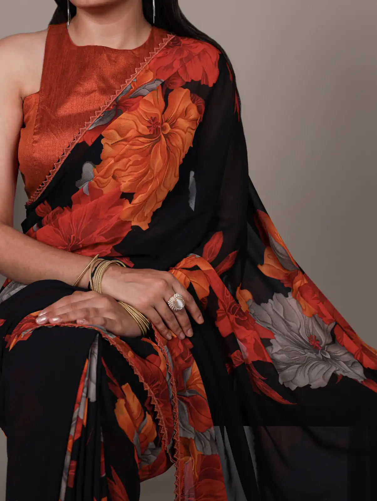Orange Weightless Marbal Lace Border Work Saree | Sarees, Bollywood Sarees, Creative Sarees, Designer Sarees, Embroidered Sarees, Ethnic Saree, Modern Digital sarees, Party Wear Sarees