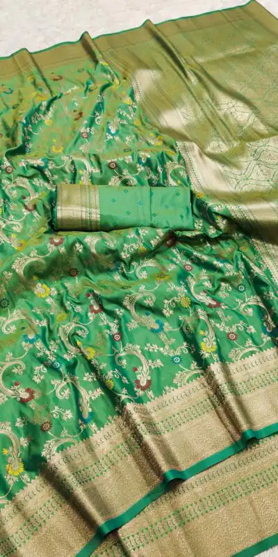 Parrot Green Banarasi Silk With Zari Lace Work Saree | Sarees, Bollywood Sarees, Creative Sarees, Designer Sarees, Embroidered Sarees, Ethnic Saree, Modern Digital sarees, Party Wear Sarees
