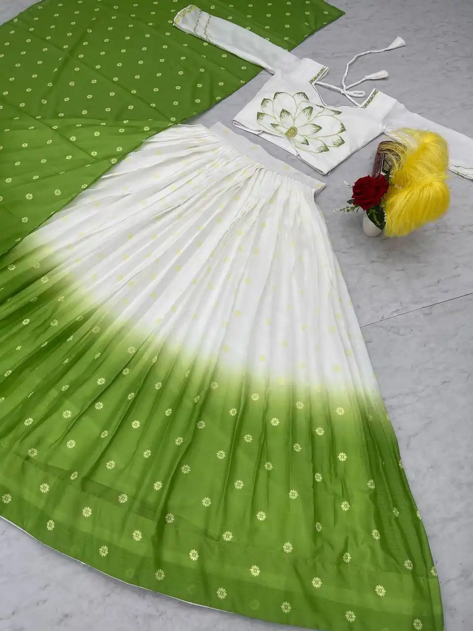 Parrot Green Chinon Digital Print Lehenga Choli | Lehenga, Bollywood Lehenga, Creative Lehenga, Designer Lehenga, Embroidered Lehenga, Party Wear Lehenga