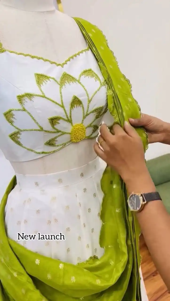 Parrot Green Chinon Digital Print Lehenga Choli | Lehenga, Bollywood Lehenga, Creative Lehenga, Designer Lehenga, Embroidered Lehenga, Party Wear Lehenga