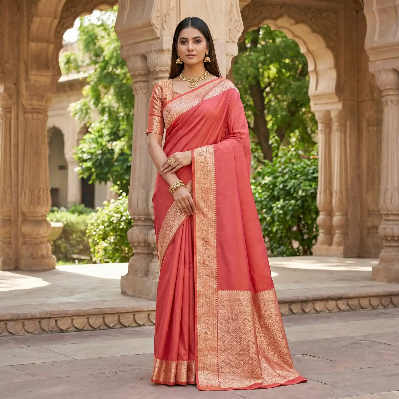 Peach Banarasi Gala Silk Gold Zari Work Saree | Sarees, Bollywood Sarees, Creative Sarees, Designer Sarees, Embroidered Sarees, Ethnic Saree, Modern Digital sarees, Party Wear Sarees