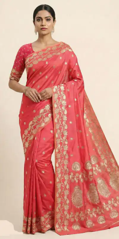 Peach Banarasi Soft Zari Lace Work Saree | Sarees, Bollywood Sarees, Creative Sarees, Designer Sarees, Embroidered Sarees, Ethnic Saree, Modern Digital sarees, Party Wear Sarees