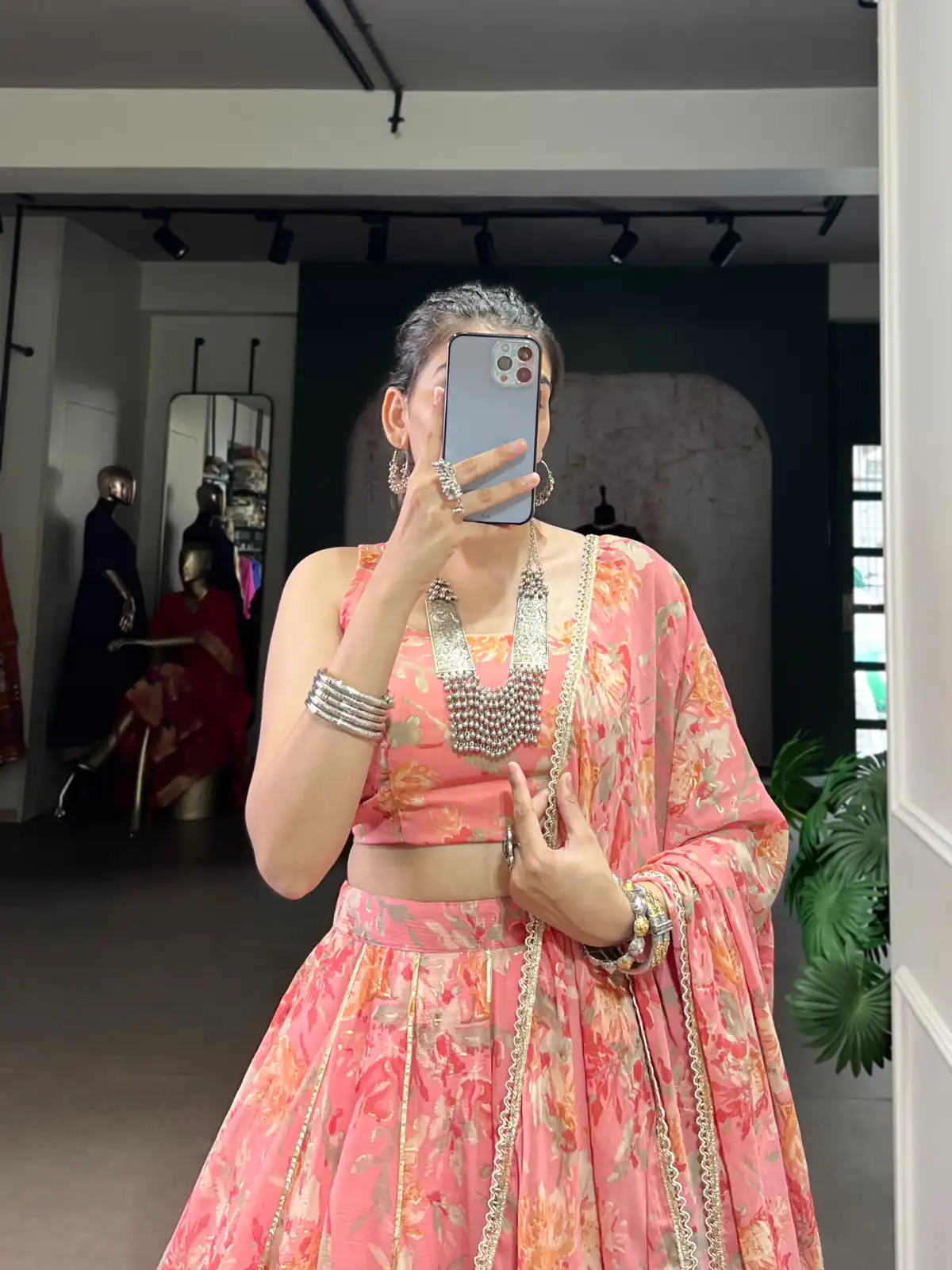Peach Chiffon Embossed Lehenga Choli | Lehenga, Bollywood Lehenga, Creative Lehenga, Designer Lehenga, Embroidered Lehenga, Party Wear Lehenga