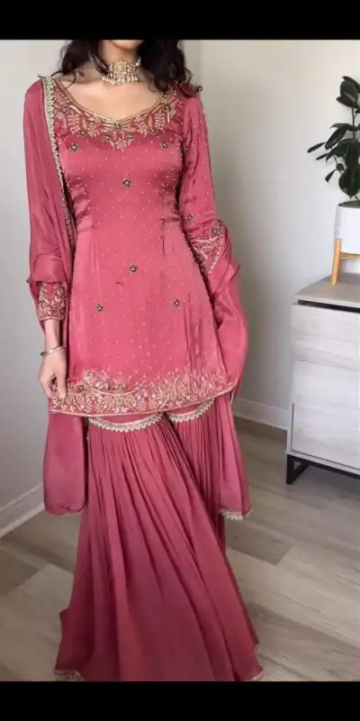 Peach Chinnon Silk Heavy Embroidery Work With Moti Handwork Salwar Suit | Jump Suits, Salwar suit, Casual Suits, Creative suits, Designer Suits, Palazzo Suits, Party Wear Suits, Patiala Suits, Straight Suits