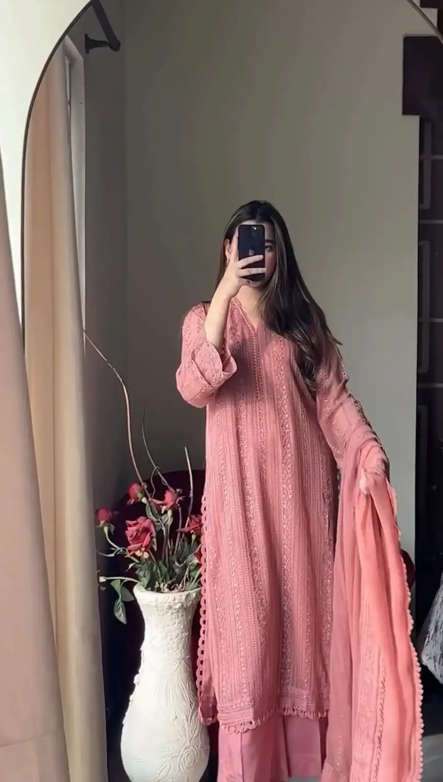 Peach Chinon Cotton Thread Embroidery Work Salwar Suit | Jump Suits, Salwar suit, Casual Suits, Creative suits, Designer Suits, Palazzo Suits, Party Wear Suits, Patiala Suits, Straight Suits