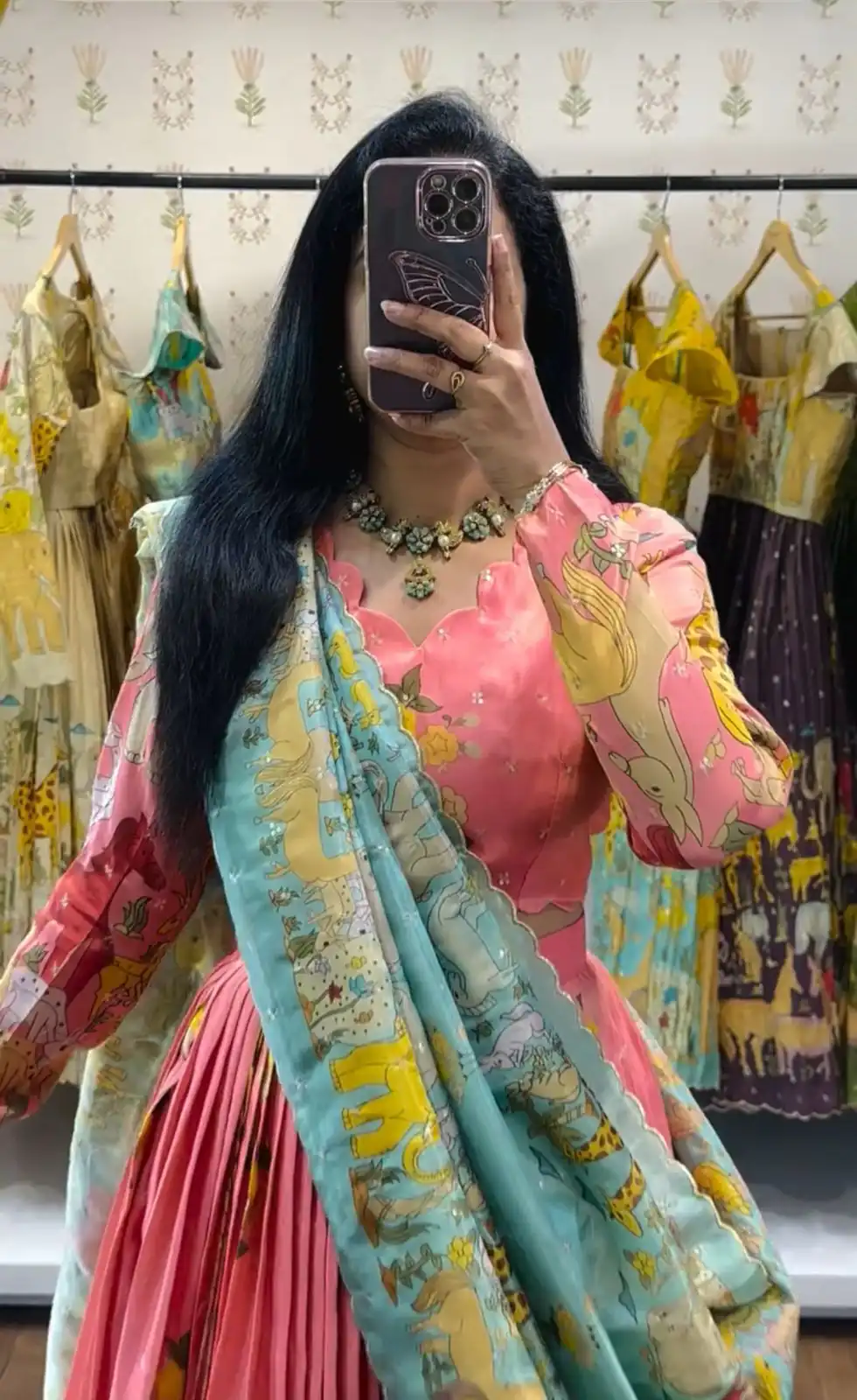 Peach Cotton Kalamkari Print Lehenga Choli | Lehenga, Bollywood Lehenga, Creative Lehenga, Designer Lehenga, Embroidered Lehenga, Party Wear Lehenga