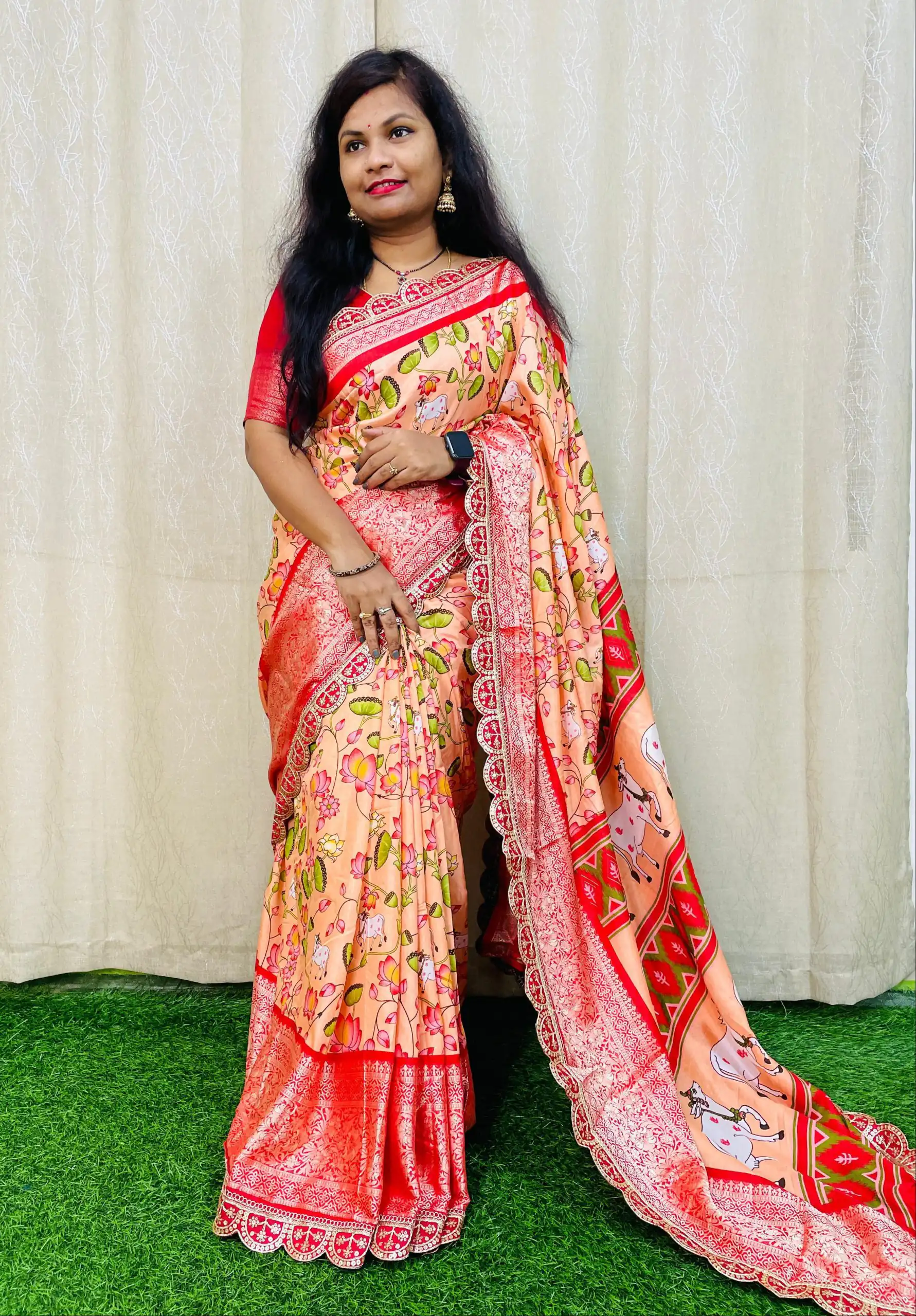 Peach Dola Silk With Zari Weaving Border Saree | Sarees, Bollywood Sarees, Creative Sarees, Designer Sarees, Embroidered Sarees, Ethnic Saree, Modern Digital sarees, Party Wear Sarees