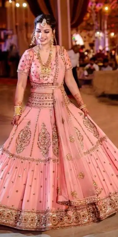 Peach Faux Georgette Embroidery Work Lehenga Choli | Jump Suits, Salwar suit, Casual Suits, Creative suits, Designer Suits, Palazzo Suits, Party Wear Suits, Patiala Suits, Straight Suits