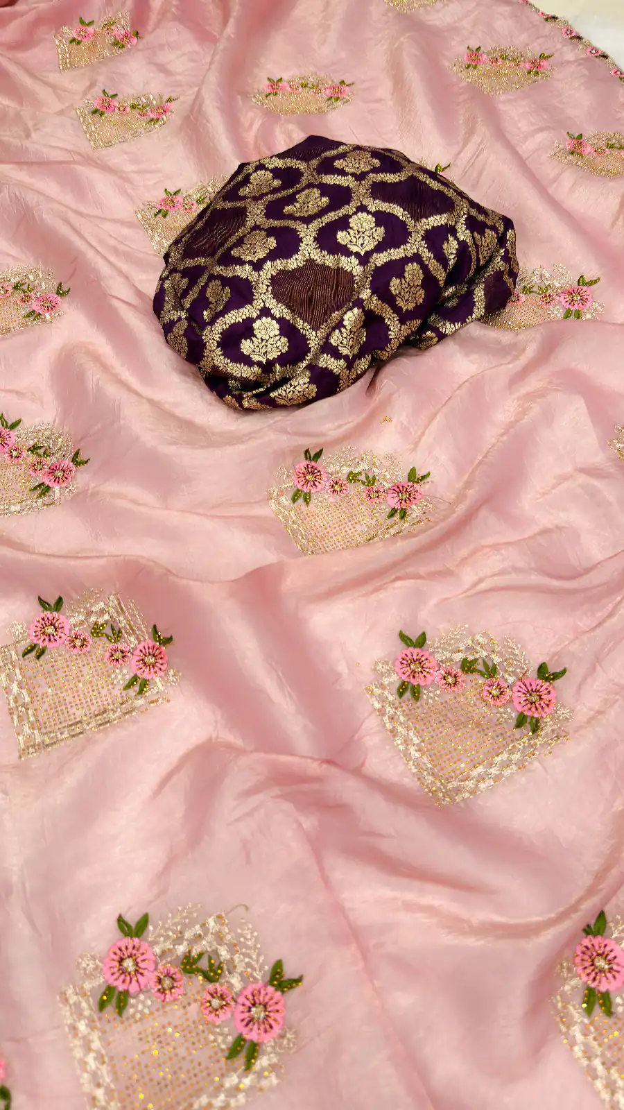 Peach Glod Crush Silk Embroidery Work Saree | Sarees, Bollywood Sarees, Creative Sarees, Designer Sarees, Embroidered Sarees, Ethnic Saree, Modern Digital sarees, Party Wear Sarees