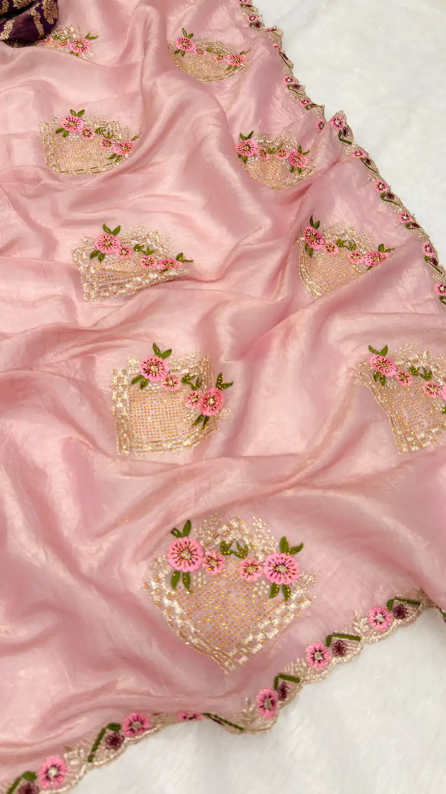 Peach Glod Crush Silk Embroidery Work Saree | Sarees, Bollywood Sarees, Creative Sarees, Designer Sarees, Embroidered Sarees, Ethnic Saree, Modern Digital sarees, Party Wear Sarees