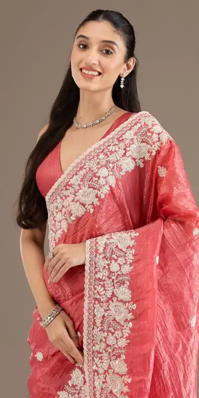 Peach Gold Crush Sequins Work Border Saree | Sarees, Bollywood Sarees, Creative Sarees, Designer Sarees, Embroidered Sarees, Ethnic Saree, Modern Digital sarees, Party Wear Sarees