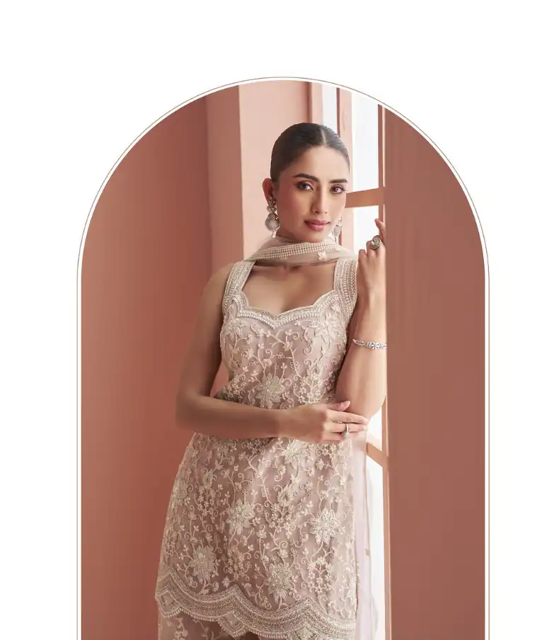 Peach Heavy Net Sequence Work Salwar Suit | Jump Suits, Salwar suit, Casual Suits, Creative suits, Designer Suits, Palazzo Suits, Party Wear Suits, Patiala Suits, Straight Suits