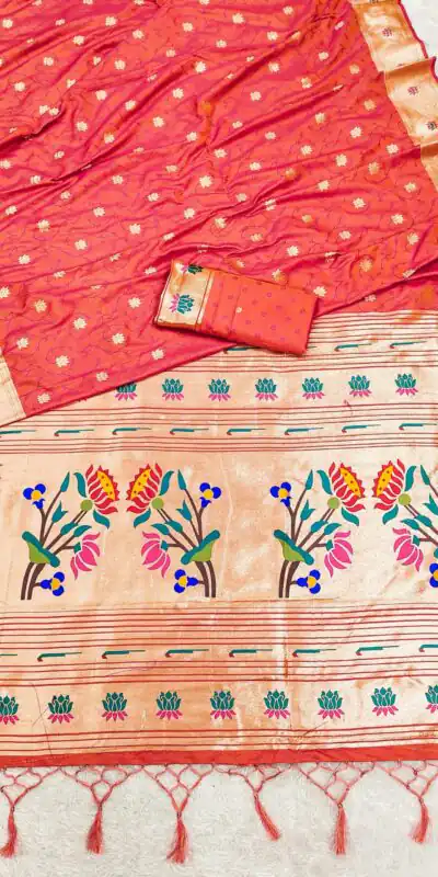 Peach Paithani Silk Lace Zari Work Saree | Sarees, Bollywood Sarees, Creative Sarees, Designer Sarees, Embroidered Sarees, Ethnic Saree, Modern Digital sarees, Party Wear Sarees