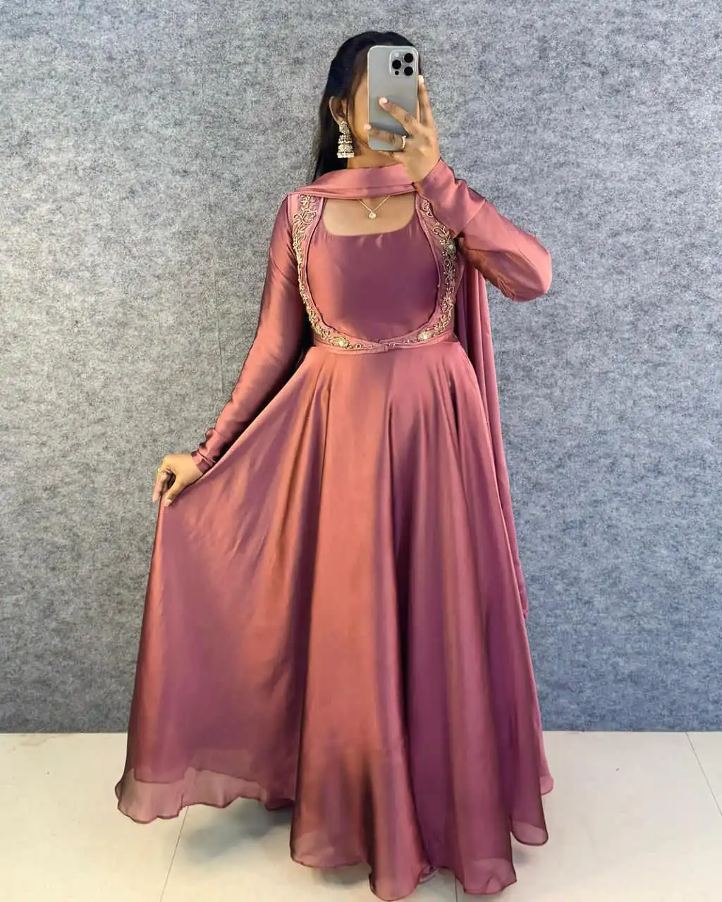 Peach Rangoli Silk Handwork Lace Work Gown | Gowns, Bollywood Gowns, Creative Gowns, Designer Gowns, Embroidered Gowns, Party Wear Gowns