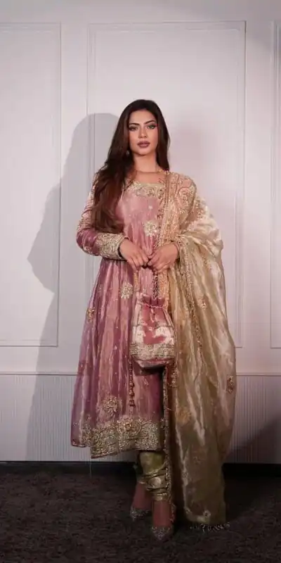 Peach Sequence Embroidery Rivet Moti Work Salwar Suit | Jump Suits, Salwar suit, Casual Suits, Creative suits, Designer Suits, Palazzo Suits, Party Wear Suits, Patiala Suits, Straight Suits