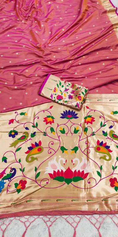 Peach Silk Zari Lace Work Saree | Sarees, Bollywood Sarees, Creative Sarees, Designer Sarees, Embroidered Sarees, Ethnic Saree, Modern Digital sarees, Party Wear Sarees