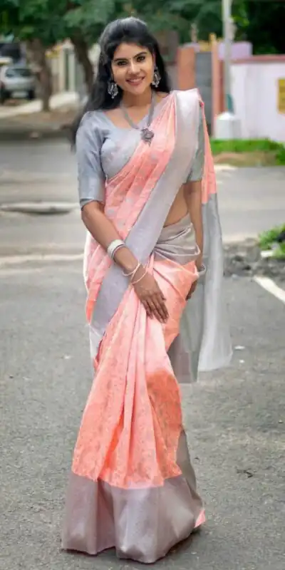 Peach Soft Lichi Silk Border Lace Work Saree | Sarees, Bollywood Sarees, Creative Sarees, Designer Sarees, Embroidered Sarees, Ethnic Saree, Modern Digital sarees, Party Wear Sarees