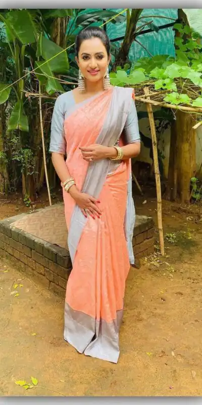 Peach Soft Lichi Silk Border Lace Work Saree | Sarees, Bollywood Sarees, Creative Sarees, Designer Sarees, Embroidered Sarees, Ethnic Saree, Modern Digital sarees, Party Wear Sarees