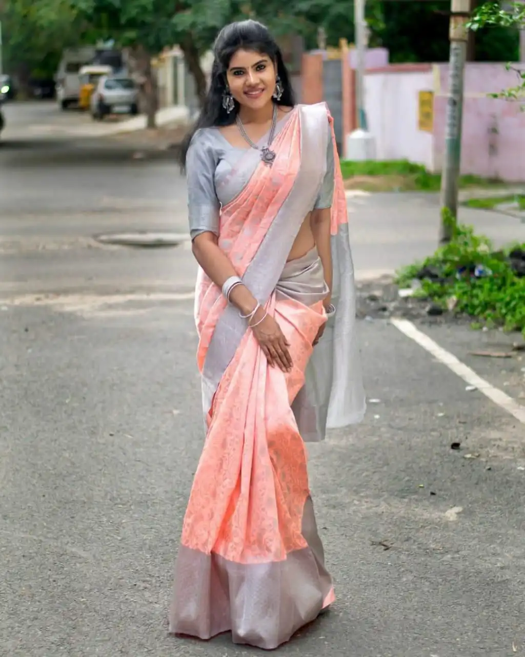 Peach Soft Lichi Silk Border Lace Work Saree | Sarees, Bollywood Sarees, Creative Sarees, Designer Sarees, Embroidered Sarees, Ethnic Saree, Modern Digital sarees, Party Wear Sarees