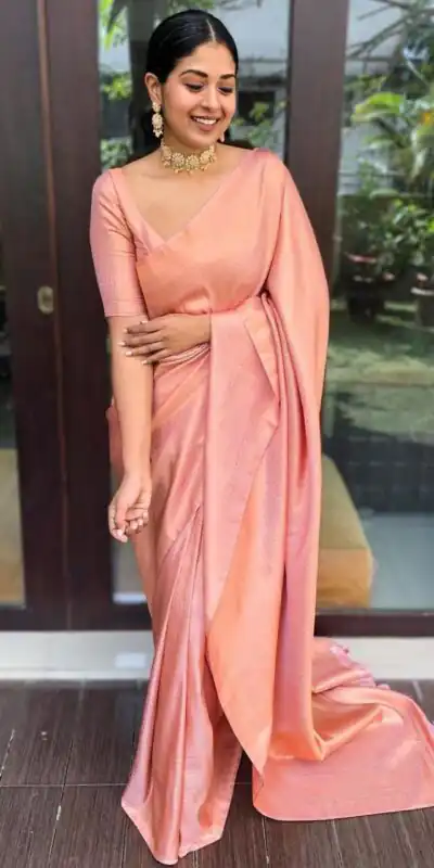 Peach Soft Lichi Silk Lace Work Border Saree | Sarees, Bollywood Sarees, Creative Sarees, Designer Sarees, Embroidered Sarees, Ethnic Saree, Modern Digital sarees, Party Wear Sarees