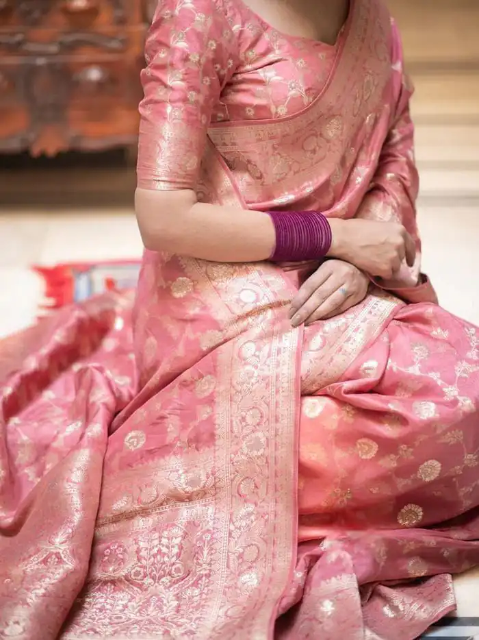 Peach Soft Lichi Silk With Jacquard Work Saree | Sarees, Bollywood Sarees, Creative Sarees, Designer Sarees, Embroidered Sarees, Ethnic Saree, Modern Digital sarees, Party Wear Sarees