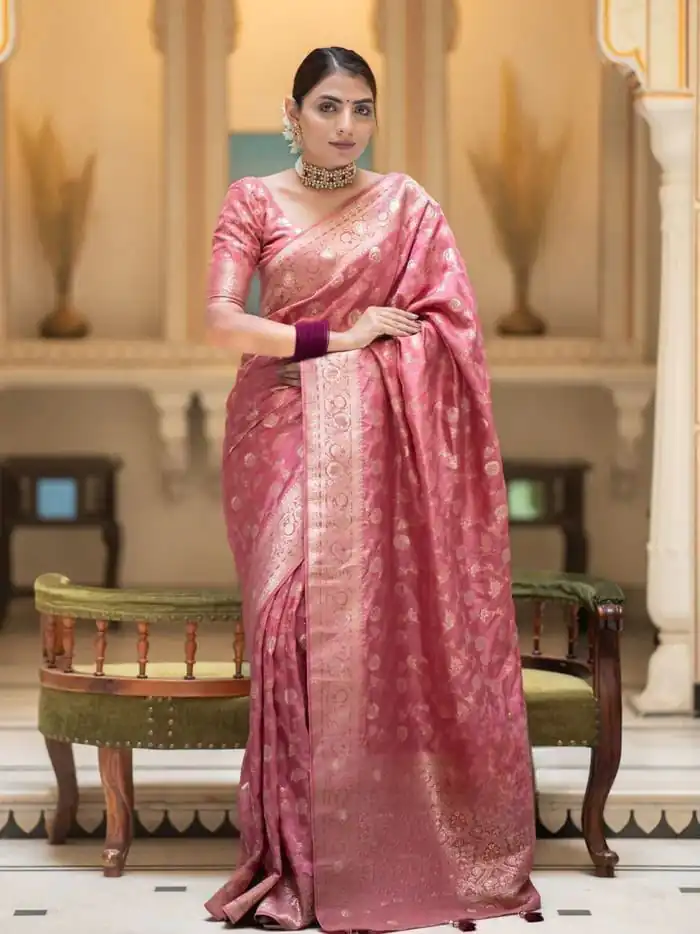 Peach Soft Lichi Silk With Jacquard Work Saree | Sarees, Bollywood Sarees, Creative Sarees, Designer Sarees, Embroidered Sarees, Ethnic Saree, Modern Digital sarees, Party Wear Sarees