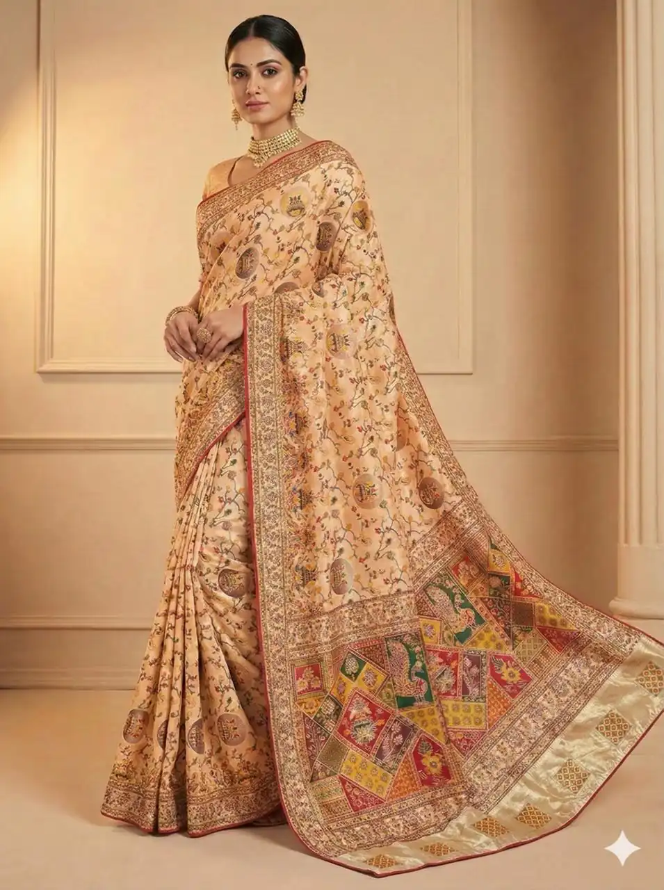 Peach Soft Pashmina Lace Zari Work Saree | Sarees, Bollywood Sarees, Creative Sarees, Designer Sarees, Embroidered Sarees, Ethnic Saree, Modern Digital sarees, Party Wear Sarees