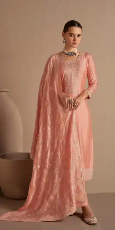 Peach Vichitra Embroidery Stone Work Salwar Suit | Jump Suits, Tops & Bottoms, Track Suits, Salwar suit, Casual Suits, Creative suits, Designer Suits, Palazzo Suits, Party Wear Suits, Patiala Suits, Straight Suits, Trendy Wear
