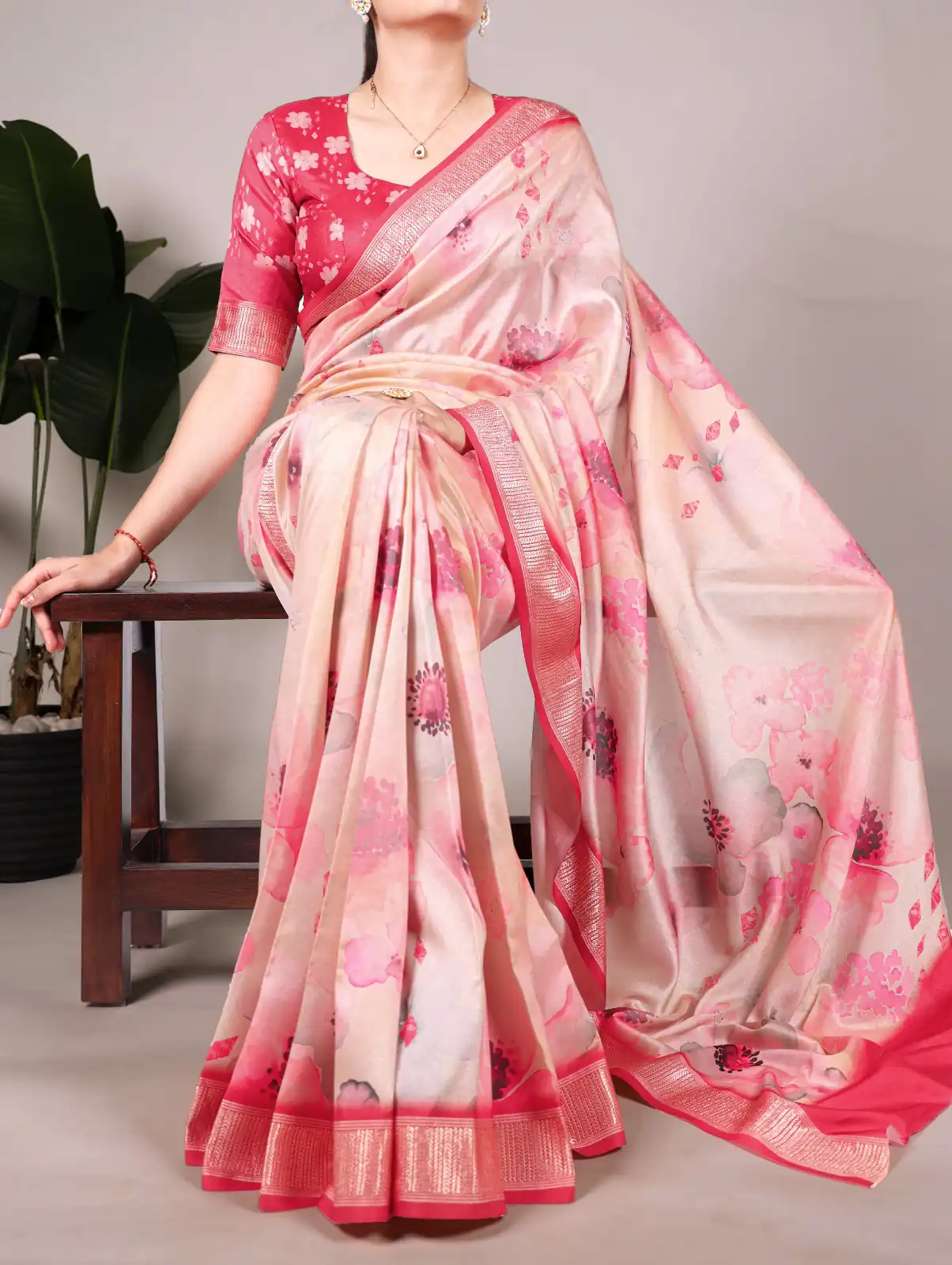 Peach Viscose Printed Saree | Sarees, Bollywood Sarees, Creative Sarees, Designer Sarees, Embroidered Sarees, Ethnic Saree, Modern Digital sarees, Party Wear Sarees