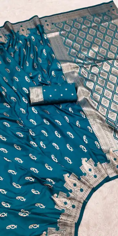 Peacock Blue Banarasi Silk Zari Weaving Saree | Sarees, Bollywood Sarees, Creative Sarees, Designer Sarees, Embroidered Sarees, Ethnic Saree, Modern Digital sarees, Party Wear Sarees